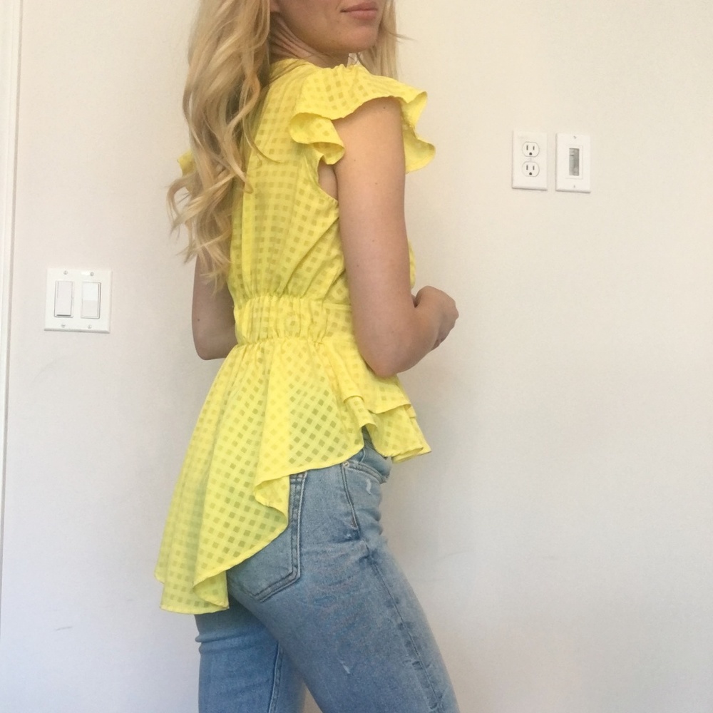 Yellow Peplum Ruffle Top - Picture 5 of 8